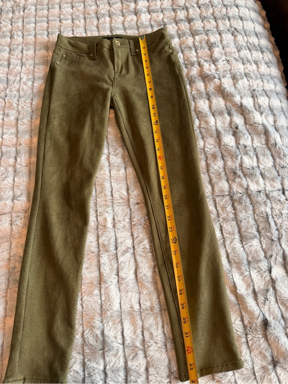 7 For All Mankind Olive Green Straight Leg Pants - Picture 1 of 10
